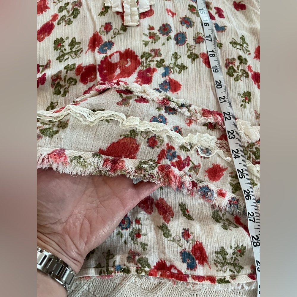 Free People Floral Sleeveless Hi-Low Blouse Summer Women’s Size Medium - Picture 5 of 15